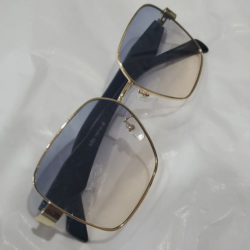 John Varvatos Square Frame Blue Gradient Lens Gold Rim Sunglasses‎ new